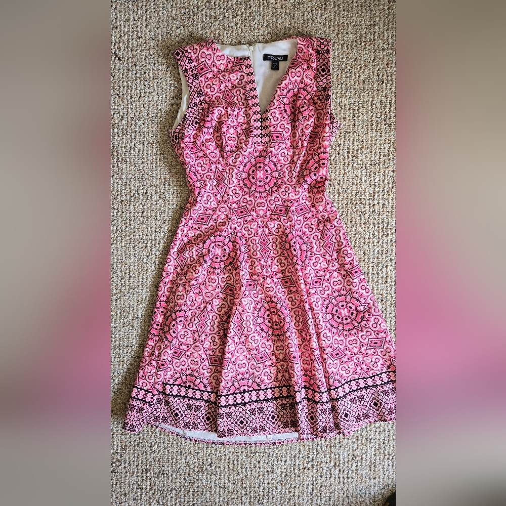 Roz & Ali Pink and Black Patterned Mini Dress
